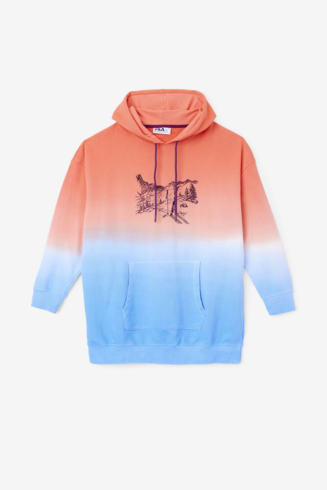 Fila Hoodie Womens Orange/Blue Destiny Oversized - Ireland 92587-PQKC